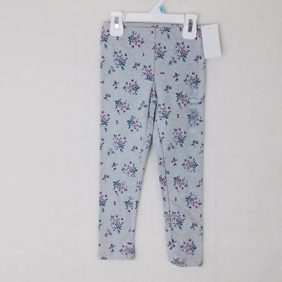 OshKosh Cotton Blend Leggings Size 5 in Gray w/‎ Floral Print - Picture 1 of 10
